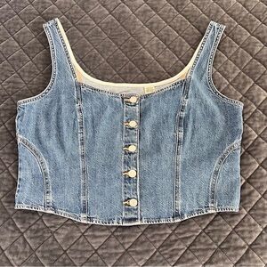 Levi’s Denim Corset Top Women’s XL Western Crop Button Front BB